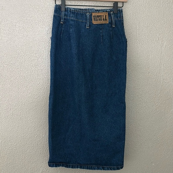 Women’s Watch LA Maxi Button up Denim Skirt Small Vintage Y2K 90’s Cotton USA - Picture 4 of 6